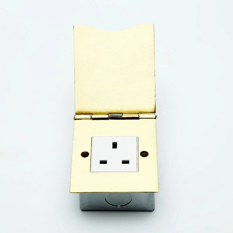 Brass Alloy Floor Socket Open Cover Type Socket 2 Module Capacity