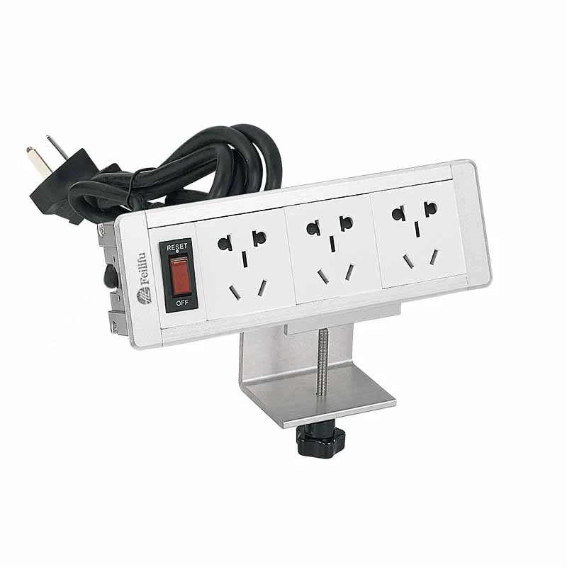 Soketi Yochotseka ya Clamp Mount Table Power Strip yokhala ndi Bracket